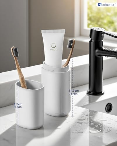 Travel Toothbrushes Holder – Portable Toothbrush Containers with Rinse Cup, Toothpaste Case with Leak-Proof Cover for On-The-Go Oral Care (Grey) - color: Grey