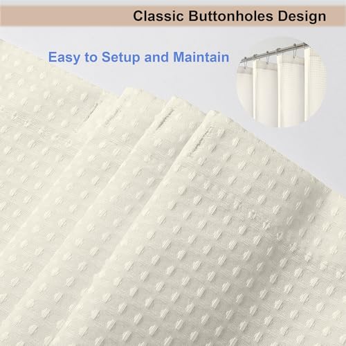 OWENIE Cream Shower Curtain, Waffle Weave Heavy Fabric Shower Curtain for Bathroom, Waterproof Thick 420G/M Textured Soft Elegant Luxury Hotel Spa Bath Curtains, Machine Washable, Cream, 72W x 72L - color: Cream, size: 72"W x 72"L (Pack of 1)