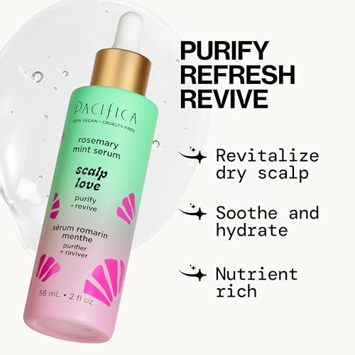 Pacifica Serum and Scalp Scrub Set – Rosemary Mint Scalp Love with Witch Hazel for Detox and Dry Itchy Scalp Relief, Vegan & Cruelty-Free, 2 oz & 4 oz (Set of 2) - style: Serum & Detox