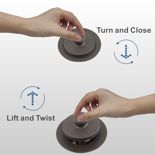 HIDROP Oil Rubbed Bronze Tub Drain Lift and Turn, 2-Hole Overflow Faceplate | Stainless Steel Tub Drain, Universal Fine/Coarse Thread fit 1-3/8" or 1-1/2" Tub Drain, Bathtub Drain Replacement Trim Kit - color: Bronze