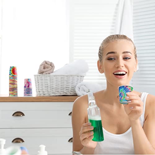 Tiamon 500 Pack 2 oz Paper Cups, Mini Mouthwash Disposable Bathroom Small Paper Drinking Espresso Cups for Home Office Travel Picnic Party Supplies(Tie Dye) - style: Tie Dye