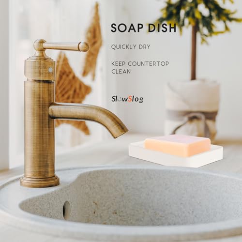 2 Pack Diatomite Soap Trays, Fast Drying Stone Soap Dishes, Natural Diatomaceous Earth Soap Holders, Quick-Dry Rectangular Soap Savers for Bath & Kitchen, White - color: White/Square, size: 2-Pack