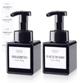 250ML Foaming Soap Dispenser, 2-Pack Plastic Hand Soap Dispenser, Refillable Leakproof Foam Pump Bottle with Waterproof Labels, for Shampoo, Body Wash - color: Black, size: 250ML