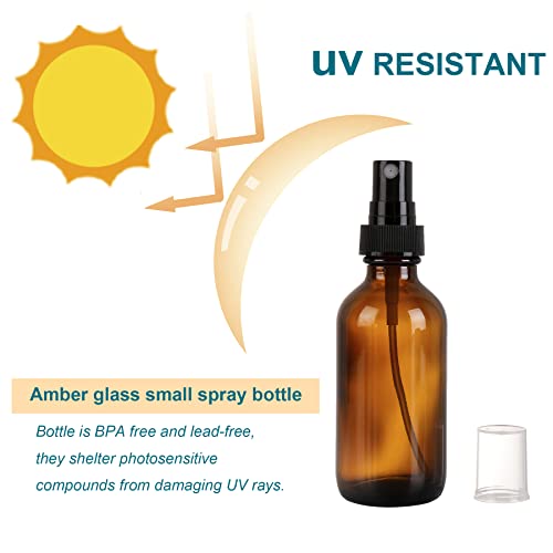 NOOEEISS Amber Glass Small Spray Bottle 2 oz 48 Packs,Fine Mist Sprayer Small Clear Bottles,Refillable Containers mini spray bottles for Cleaning Solutions and Skin Care (Amber 48pcs) - color: Amber, size: 48Pack