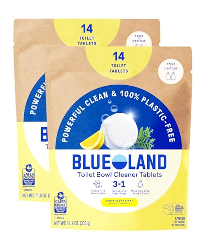 BLUELAND Toilet Bowl Cleaner Tablets, 14 Count (Pack of 2), Lemon Cedar, Plastic-Free, No Harsh Chemicals, Plant-Based, Septic-Safe, Removes Lime, Rust, Hard Water and Toilet Ring Stains - size: 14 Count (Pack of 2)