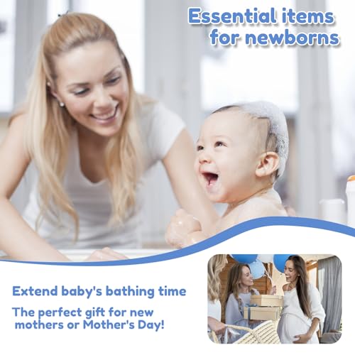 Baby Bath Kneeler and Elbow Rest Pad Set, Extra Large Memory Foam Kneeling Pad with 4 Toy Storage Pockets, Non-Slip Foam Mat with Suction Cups, Relief for Aching Knees & Elbows - Grey