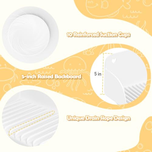 AGPTEK 24 Inch Bathtub Splash Guard with 10 Suction Cups, Silicone Tub Water Splash Guard for Bathtub, Bath Toy Tray Holder Play Shelf for Kids, Universal for Bathroom, Kitchen Sink (White) - color: White