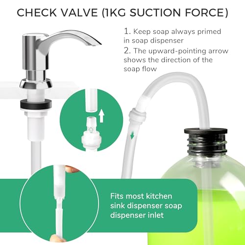 SAMODRA Built-in Kitchen Sink Soap Dispenser with Extension Tube Kit - Chrome Finish, Leak-Proof Design, No Top Refill Required (39" Tube) - color: Chrome, style: 39" Tube