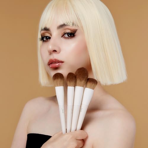 Jessup Makeup Brush Set 5Pcs Face Makeup Brushes Vegan Soft Foundation Brush Blush Brush Bronzer Contour Brush Highlighter Brush Fluffy Setting Powder Brush, Light Grey T493 - color: E-Light Grey-5pcs, size: Full Brush Set