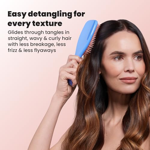 Tangle Teezer Ultimate Detangler Brush, Straight to Wavy, Apricot Blaze | Patented two-tier, regular-flex teeth reduce breakage & split ends on wet or dry hair; Shower-friendly hairbrush for all ages - color: Apricot Blaze