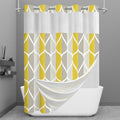 Yiatn Gray Yellow No Hook Shower Curtain with Liner Attached - Hotel Style with See Through Mesh Top Window, Modern Geometric Waterdrop Design,Waterproof and Washable, 71x74 INCH - color: Gray Yellow, size: 71"W x 74"L (Pack of 1)