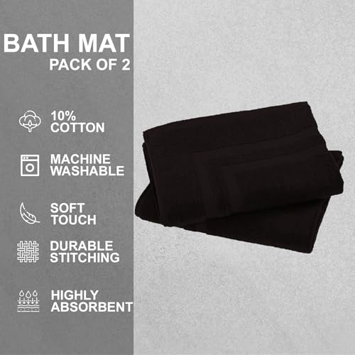 GOLD TEXTILES Premium Chocolate Brown Bath Mat - 2 Pack 22x34 Inches - Not a Bathroom Rug - 100% Ring Spun Cotton - Highly Absorbent & Non Slip Shower Bathroom Floor Mat Towel - Machine Washable - color: Chocolate Brown, size: 2 Pack 22x34