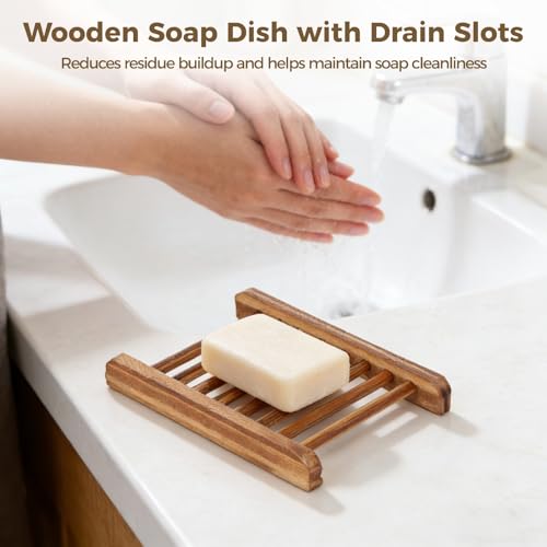 60PCS Soap Saver Set,Bamboo Soap Holder Including 20 Wood Soap Dishes with Waterproof Lacquer, 20 Loofah Soap Pads, 20 Cotton Linen Drawstring Soap Bags, Soap Saver Set for Bathroom, Shower, Travel