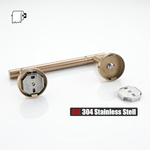 JQK Champagne Bronze Toilet Paper Holder, 7.5 Inch Double Post Pivoting Tissue Holder for Bathroom Wall Mount, 304 Stainless Steel Hold Mega Rolls, TPH150-CB - color: Champagne Bronze