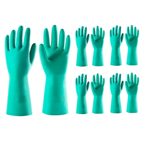 ThxToms 5 Pairs Nitrile Chemical Resistant Gloves, 15mil,13", Reusable Latex Rubber Free Heavy Duty Gloves, Acid Alkali Oil Protection, Industrial Use and Household Cleaning, Non-Slip, X-Large - color: Pack of 5, size: X-Large