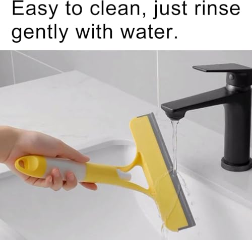3 in 1 Spray Window Squeegee Cleaner Scraper, Window Squeegee Cleaner Tool with Spray Bottle for Shower Glass, Mirrors, Car, Home Window Cleaner Tool (Yellow) - color: Yellow