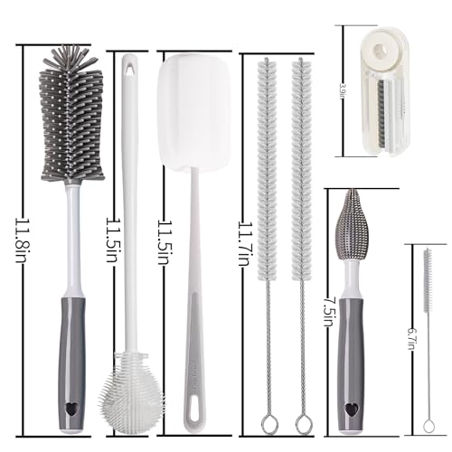 8Pcs Water Bottle Cleaner Brush Compatible with Stanley, Multipurpose Brush Cleaner Kit with Nylon Straw Brush 4 in 1 Bottle Gap Cleaner and Silicone Cup Cleaners - color: Gray