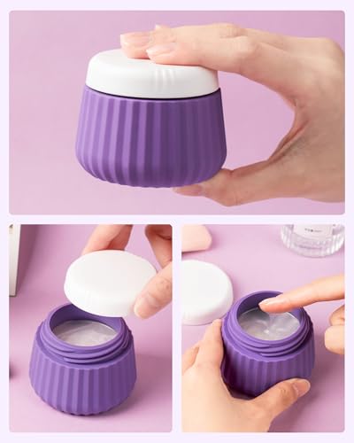 Mrsdry Travel Containers for Toiletries 4 Pack, TSA Approved Travel Size Toiletries, Travel Size Containers, With Clear Bag Leak Proof Silicone Jars, Travel Essentials Creams Jars Carrying Small Items - color: Purple, size: 3 oz