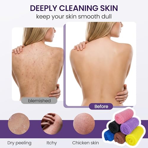 African Bath Sponge African Net Long Net Bath Sponge Exfoliating Shower Body Scrubber Back Scrubber Skin Smoother,Great for Daily Use,6 Colors - color: Black,blue,coffee,purple,yellow,pink