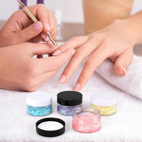 Accmor Plastic Container Jars with Black Lids, 1 OZ Empty Round Cosmetic Containers Jars, 4 Pcs Leak Proof Travel Storage Clear Sample Container for Lotions, Cream, Ointments, Body Butter, DIY Making - color: Black, size: 1 Ounce