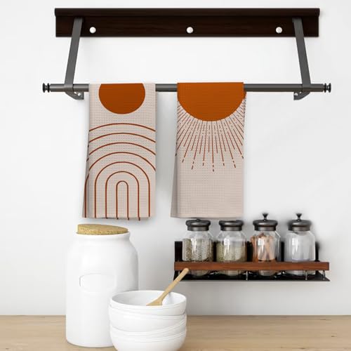 OHSUL Boho Kitchen Towels, Decorative Hand Towels for Bathroom, Orange Sun Sunshine Dish Tea Towels, Bohemian Decor, 16x24 Inch, Set of 2 - color: Color-6