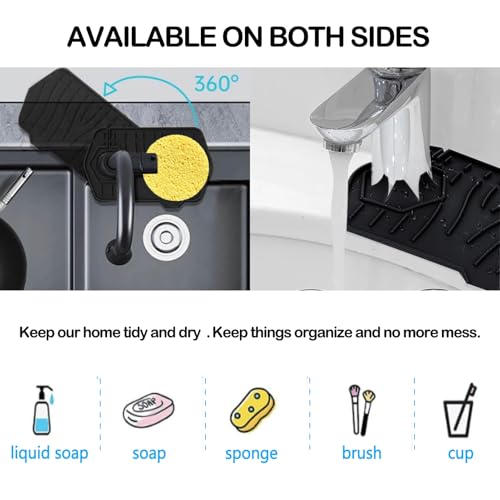 Mini Sink Splash Guard for Kitchen Sink - Compact 9.6" Kitchen Faucet Splash Guard Mat, Small Faucet Handle Drip Catcher Tray for Kitchens, Bathroom Sinks (Black) - color: A Style Black