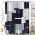 BTTN Extra Long Fabric Shower Curtain - 72 x 84 Inches Long Geometric Cloth Shower Curtain Set with 12 Plastic Hooks, Large Hotel Modern Abstract Polyester Curtains for Bathroom Showers - Black - color: Black, size: 72"W x 84"L (Pack of 1)