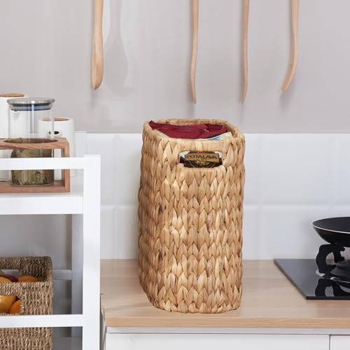 Toilet Paper Storage for 9 Rolls, Water Hyacinth Wicker Toilet Paper Storage Holder, Toilet Paper Basket with Built-in Handles - size: for 9 Rolls