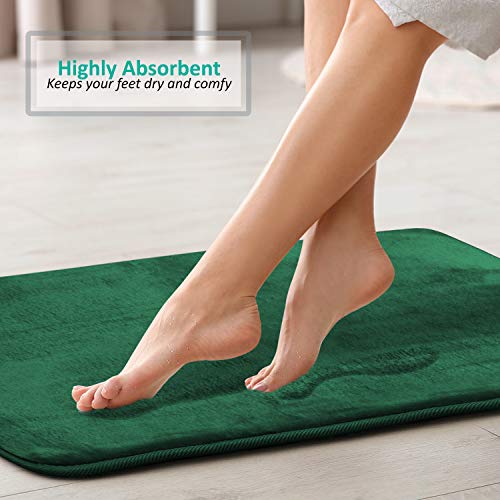 Clara Clark Bathroom Rugs, Velvet Memory Foam Bath Mat, Non-Slip Bath Rugs, Machine Wash, Dries Quickly, Ultra Soft Plush Bath Mats for Bathroom, - color: Hunter Green, style: 20 x 32 + Contour
