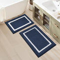 HOMEIDEAS Bathroom Rugs Sets 2 Piece, Super Soft and Absorbent Microfiber Tufted Bath Mats, Non-Slip and Machine Washable Bath Rugs(Navy Blue) - color: Navy Blue