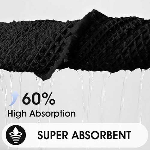 Upgraded Waffle Bath Mat, 36"x24" Black & White, Super Absorbent Non-Slip Quick Dry Bathroom Rugs with Tassels, Machine Washable Ultra Soft Boho Bath Rugs for Floor, Toilet Mats Boho Farmhouse Decor - color: Black & White, size: 2' x 3' (Rectangular)