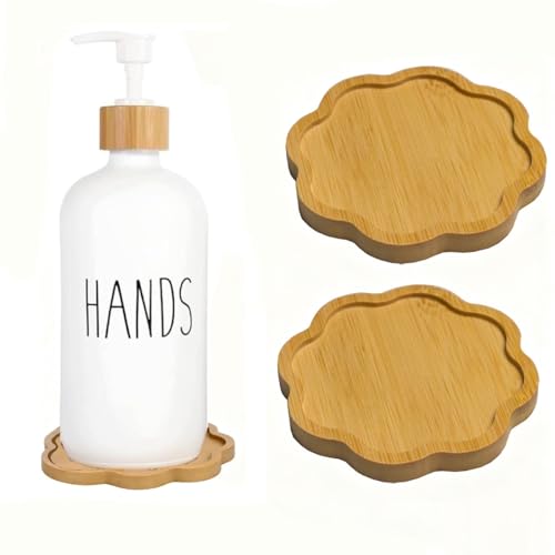 Bamboo soap Dispenser Tray, Bathroom Countertop T ray Kitchen T ray Bamboo Tray Sink T ray Dresser Jewelry Ring Dish, Comestic Holder Bathtub Organizer, Ideal for Jewelry, (5.12" ×5.12")-2 Pack