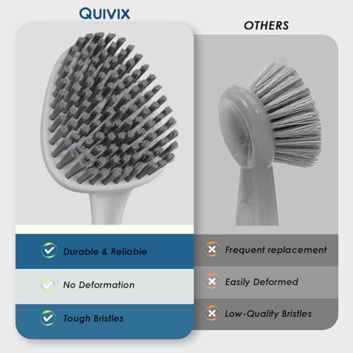 3 Pack Heavy Duty Shower Cleaning Brush Set, Stiff Bristles Grout Brush, Bathroom Cleaner Brush, Shower Scrubber for Bathroom, Shower, Tile, Bathtub, Grout, Floor, Sink & Carpet (Crystal Gray) - color: Crystal Gray