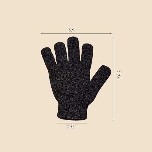 2 PCS Exfoliating Glove Loofah Sponge Exfoliating Body Scrubber Deep Cleansing Removes Dead Skin for Both Women and Men（Black） - color: A4-black