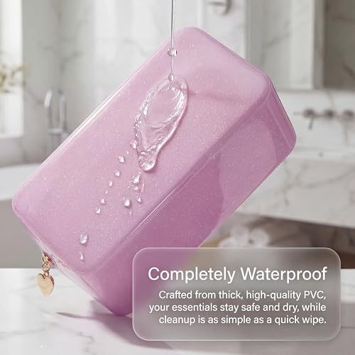 PVC Jelly Travel Makeup Bag,Waterproof Cosmetic Bag/Case with Zipper, Toiletry SPF Bag for Sunscreen, Skincare, and Daily Essentials (01 Ballet Pink) - color: 01Ballet Pink