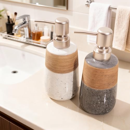 Ceramic Hand Soap Dispenser, 15 Oz Liquid Soap Dispenser for Bathroom Countertop Dish Soap Dispenser for Kitchen Sink, Bathroom Lotion Bottle Dispensers Farmhouse Kitchen Decor, White - size: 1 x 15 Oz White Soap Dispenser