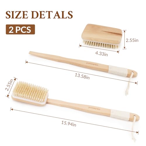 Body Brush, Detachable Long-Handle Bath Brush, Efficient Exfoliating Massage, Unisex Cleansing Brush, Square Brush Head, 2 Pack - size: Rectangular - Detachable