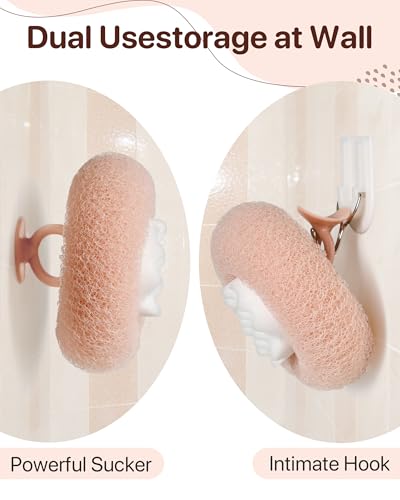 Super Soft Sunflower Suction Cup Bath Sponge loofah, 2026 Upgraded 2-in-1 Sunflower Ball Exfoliating Bath Sponge Cleaning Brush, Mesh Shower Body Sponge Accessories for Women, Men Shower (5 Color) - color: Blue+pink+purple+white+grey
