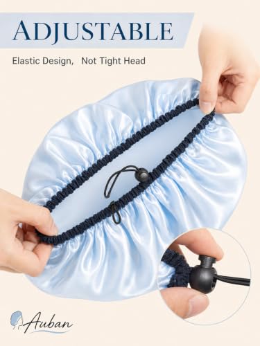 Auban Shower Cap for Women, Adjustable Reusable, Extra Large, Double-Layer Waterproof Bathing cap, Waterproof Exterior, EVA Lining, Hair Cap for All Hair lengths, 3 Colors - color: blue,pink,black