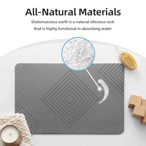 Stone Bath Mat, Large Bath Rug Diatomaceous Earth Shower Mat, Drying Hard Bathroom Mat, Non-Slip Super Absorbent Stone Bath Mats for Bathroom Shower Floor 30"x20" - color: Style 04-gray, size: 30"x20"