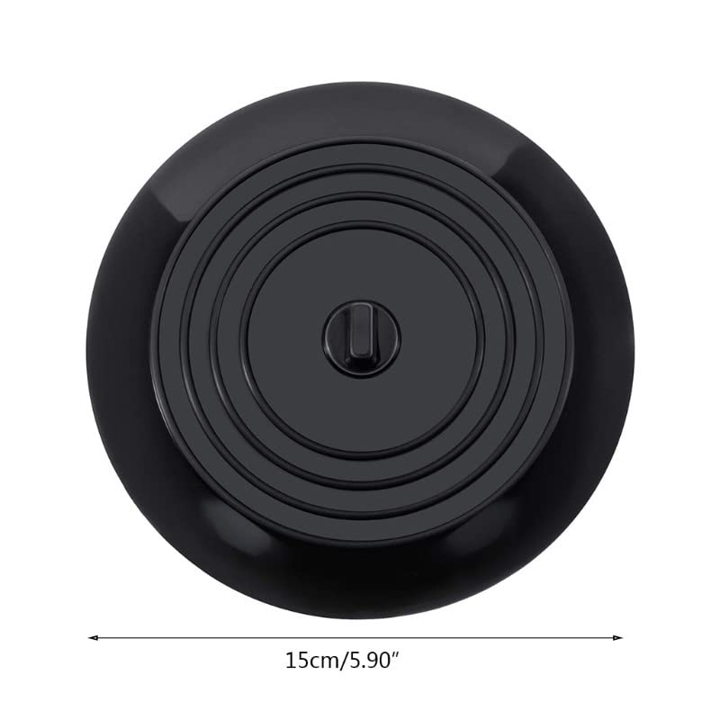 VIGOR PATH Shower Hair Drain Catcher Set of 2, Flat Drain Cover - 5.9 Inches Hair Catcher for Bathroom, Silicone Tub Stopper for Sink, Kitchen and Laundry (Black) - color: Black
