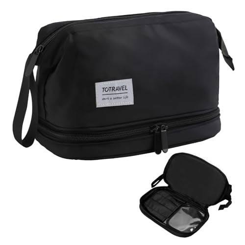 Hanging Travel Toiletry Bag for Women, Makeup Bag, Compact, sturdy, Lightweight, Waterproof, Simple and Practical, Functions As Both Cosmetic Organizer And Toiletry Bag (Woman, Jet Black) - color: Jet Black, style: Woman