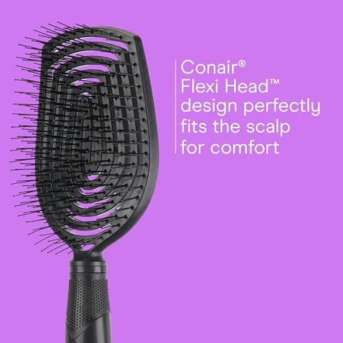 Conair Scalp Care Detangling hairbrush - Curly Hair Brush - Scalp Massager - hairbrushes for women & men - detangler for all lengths and types - can use wet or dry - Black Onyx - color: Black Onyx, size: 1 Count (Pack of 1)
