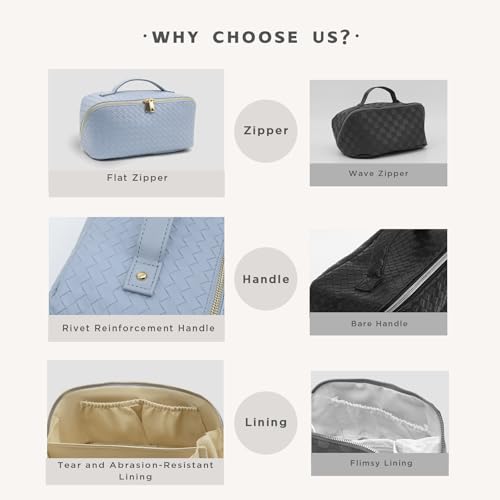 Travel Makeup Bag – Large Cosmetic Organizer with Waterproof PU Leather, Smooth Double Zipper & Tear-Resistant Lining, Toiletry Pouch for Women (Ice) - color: 03-Ice