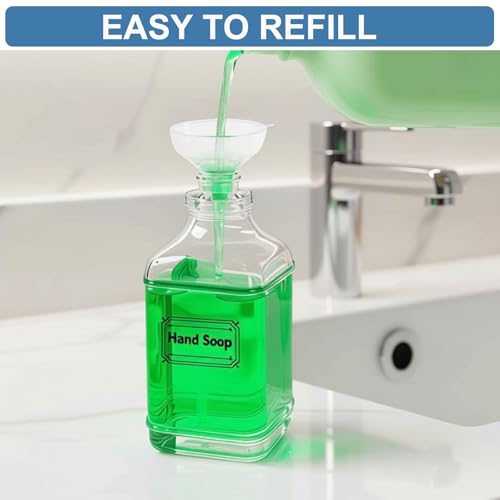 3 Pack Glass Soap Dispenser with Pump, 17oz/500ml Square Refillable Hand and Dish Soap Dispenser for Bathroom Decor & Kitchen Sink, Clear Pump Bottles for Liquid, Lotion (Includes 6 Labels) - size: 17 oz Clear 3Pack