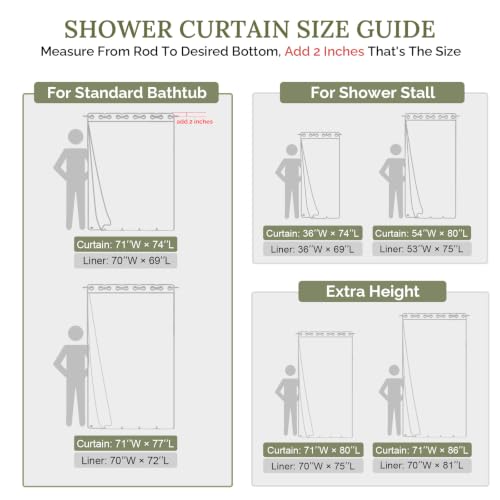 River Dream Sage Green Farmhouse Shower Curtain with Snap-in Liner, No Hooks Needed,with Magnets,with Tassels,Water Repellent&Machine Washable,71x74Inch - color: Sage Green, size: 71"W x 74"L (Pack of 1)
