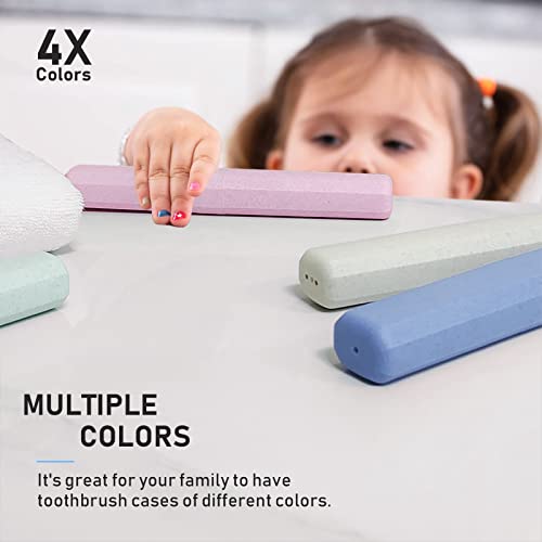 Mulbozy 4 Packs Portable Travel Toothbrush Case, Breathable Plastic Toothbrush Holder for Home, Travel, Business, Camping, School - color: Pink, Blue, Beige, Green