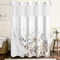 No Hook Shower Curtain with Snap in Liner Set, Neutral Watercolor Botanical Eucalyptus Foliage Print Shower Curtains for Farmhouse Boho Bathroom, Mesh Top Waterproof Bath Curtain, 71x74 Inch - color: Botanical-3