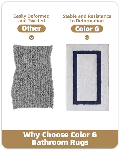 Color&Geometry White Bathroom Rugs 24x16, Extra Soft Absorbent Microfiber Bath Rug, Non-Slip Bathroom mat, Washable Plush Bath Mats for Bathroom, Shower, Bathtub, Laundry, Small, White Blue - color: E, size: 16"x24"（small）