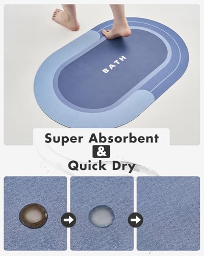 MontVoo Bath Mat - Non Slip, Quick Dry, Stain Resistant Bath Mat Rug for Bathroom Floor - Easy Care Shower Rug for Outside Bathtub - 17"x27" Navy - color: Navy, size: 17"x27"